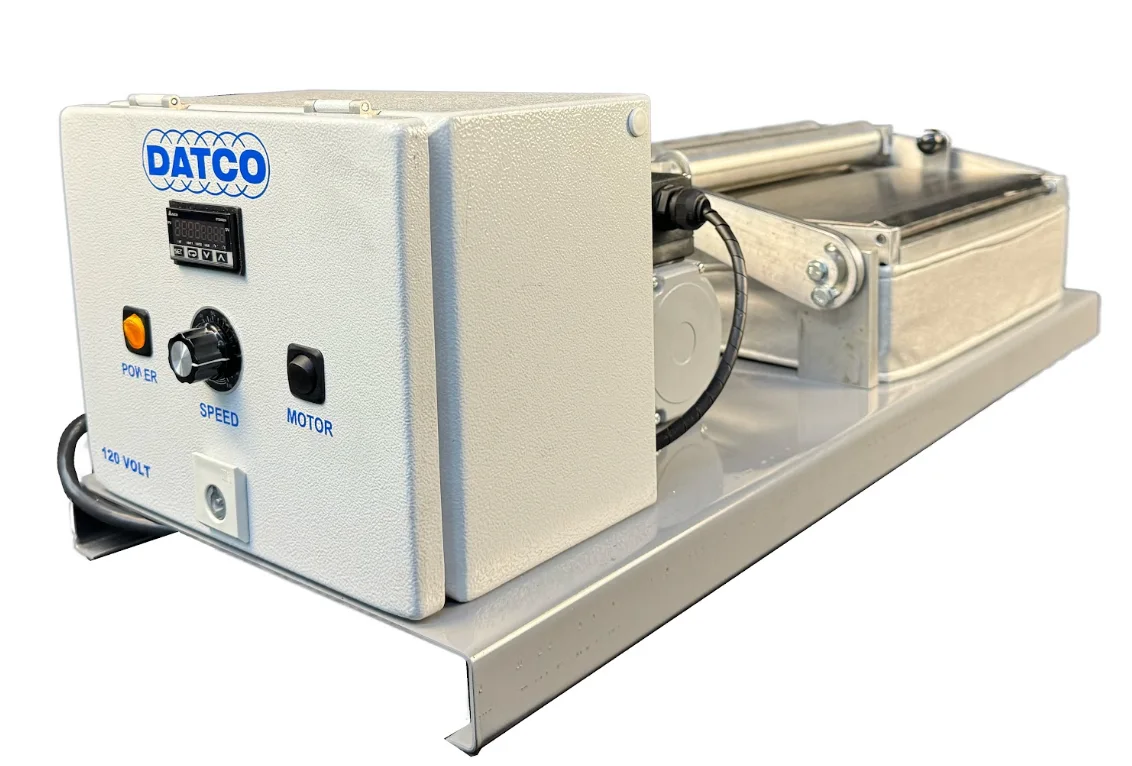DATCO Filter Roll 120-volt tabletop unit with DATCO control box, digital temperature display, and power, speed, and motor controls